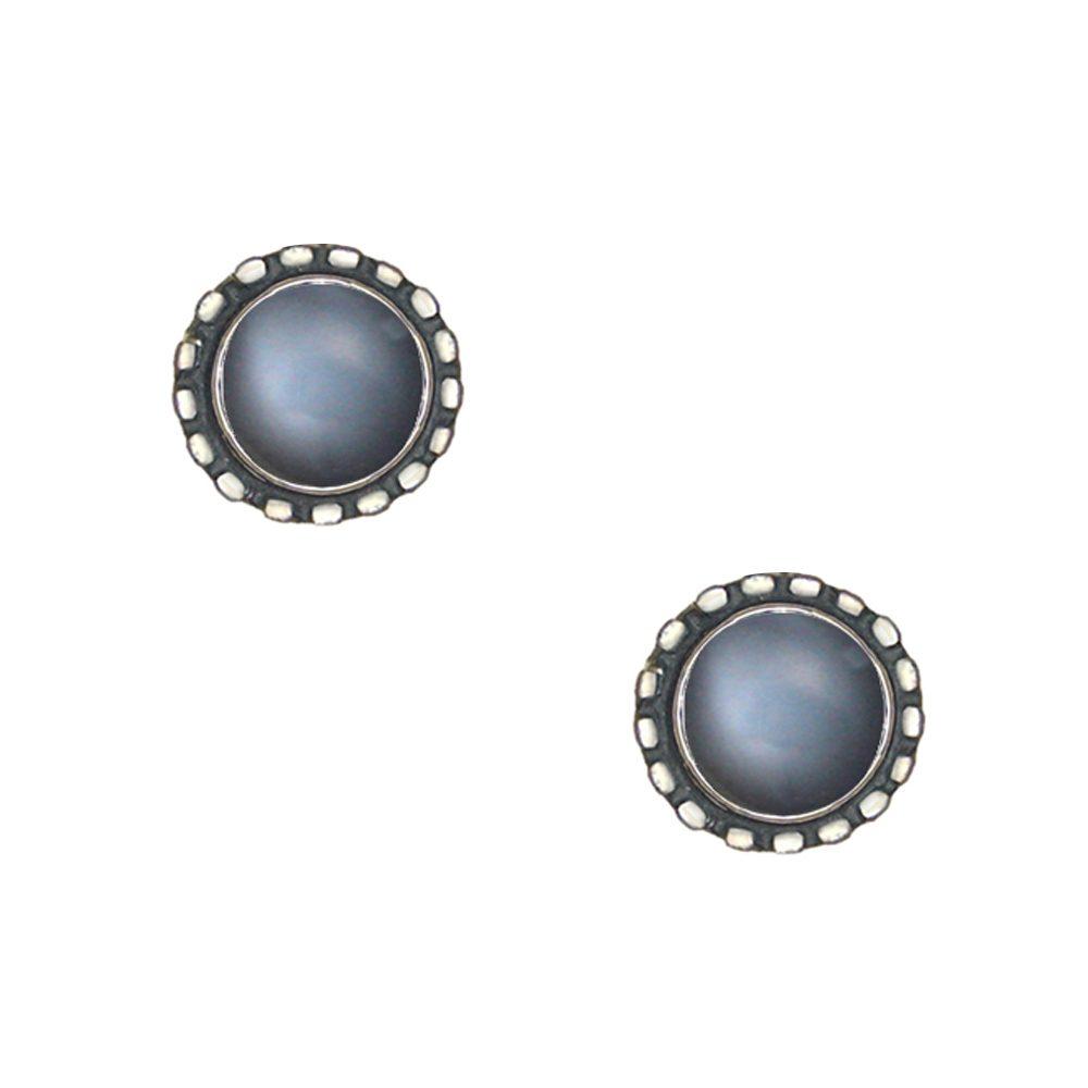 Sterling Silver Petite Grey Moonstone Post Stud Earrings